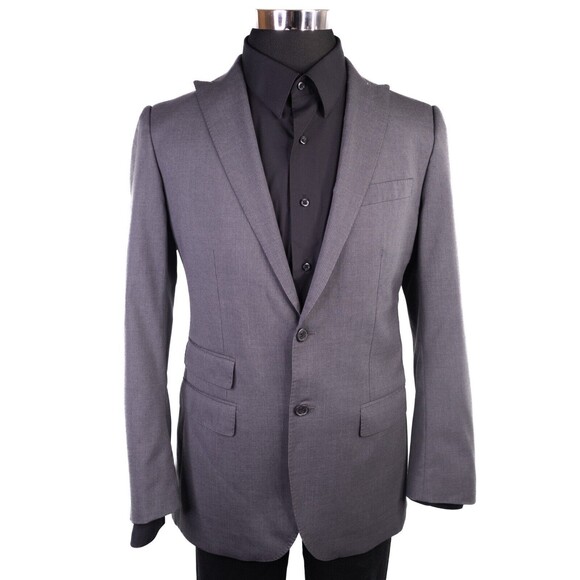 Banana Republic Blazer Mens 40R Italian fabric Gray Wool Two Button Striped - Picture 2 of 15